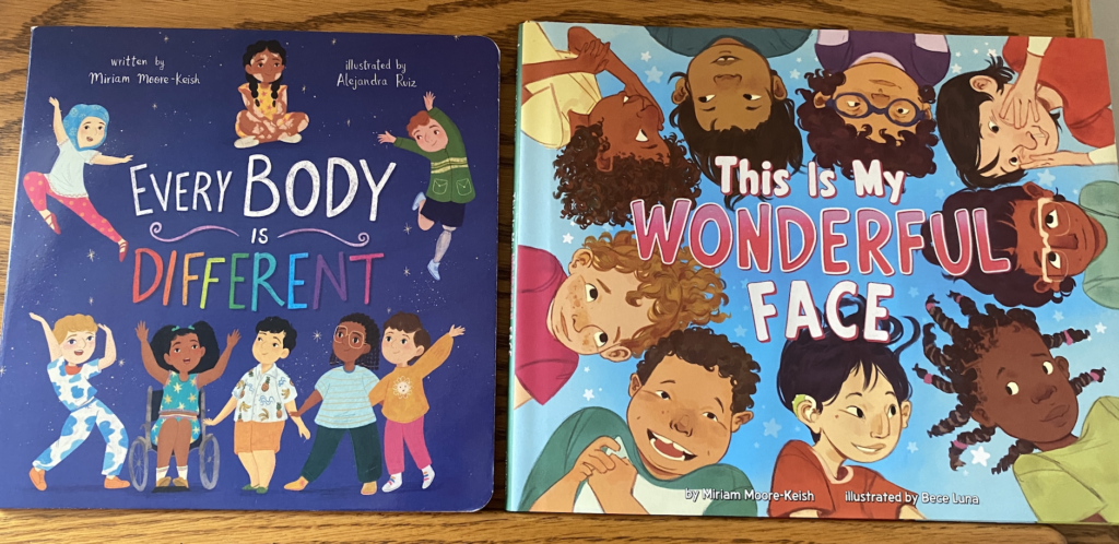 Miriam Moore-Keish '19’s two most recently published books: This is My Wonderful Face and Every Body is Different